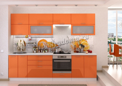 Шкаф верхний ШВС 400 Кухня Ксения (Оранжевый глянец)